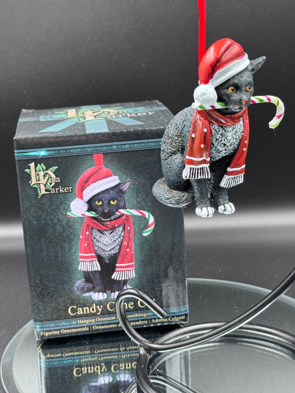 Lisa Parker Candy Cane Cat Hanging Ornament 9cm