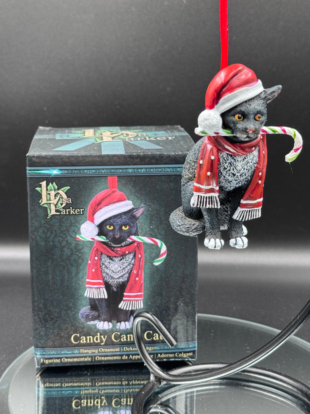 Lisa Parker Candy Cane Cat Hanging Ornament 9cm