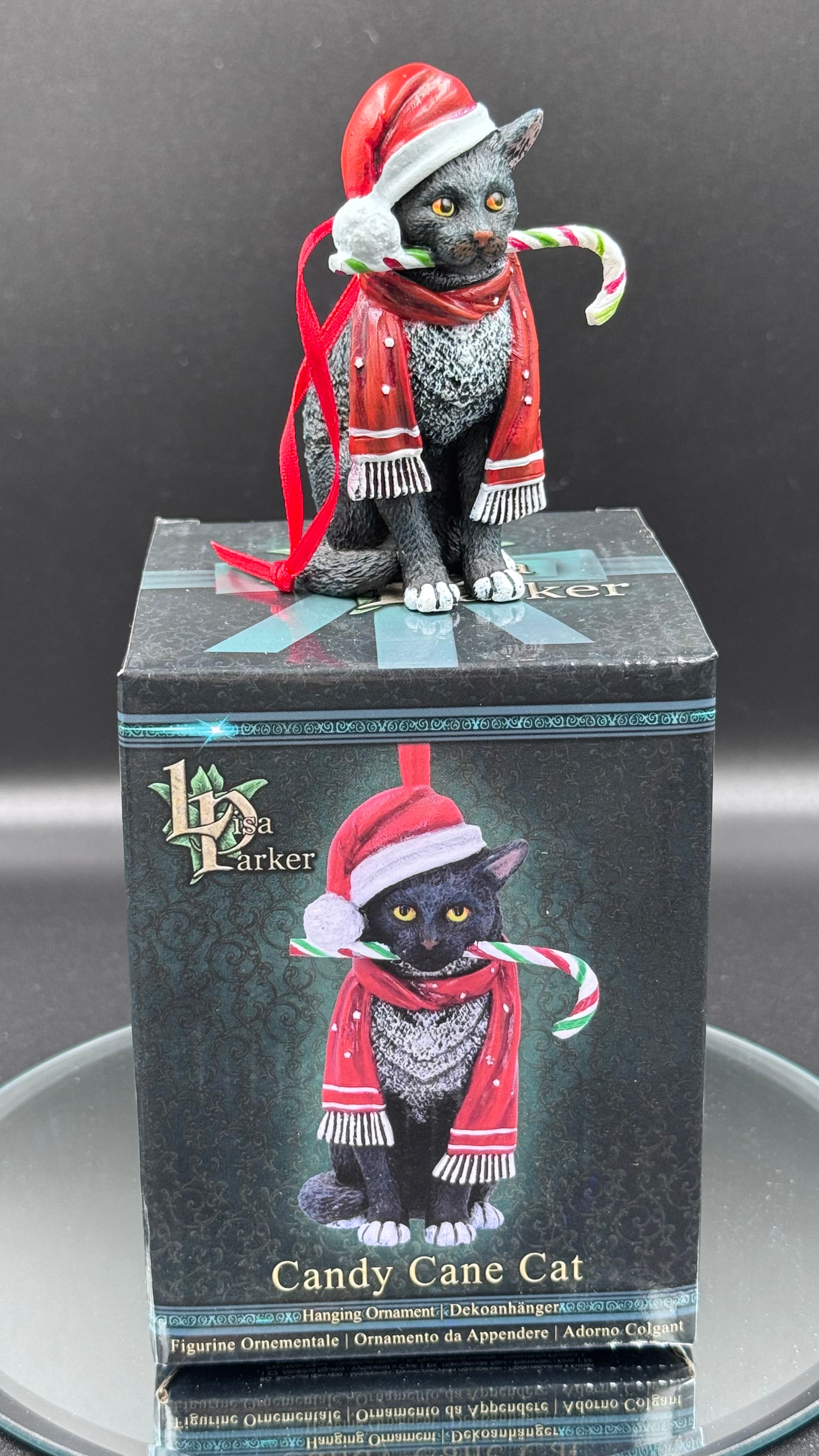 Lisa Parker Candy Cane Cat Hanging Ornament 9cm