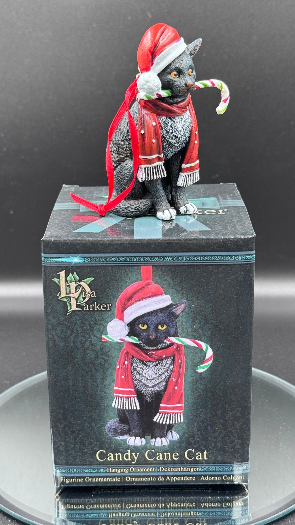 Lisa Parker Candy Cane Cat Hanging Ornament 9cm