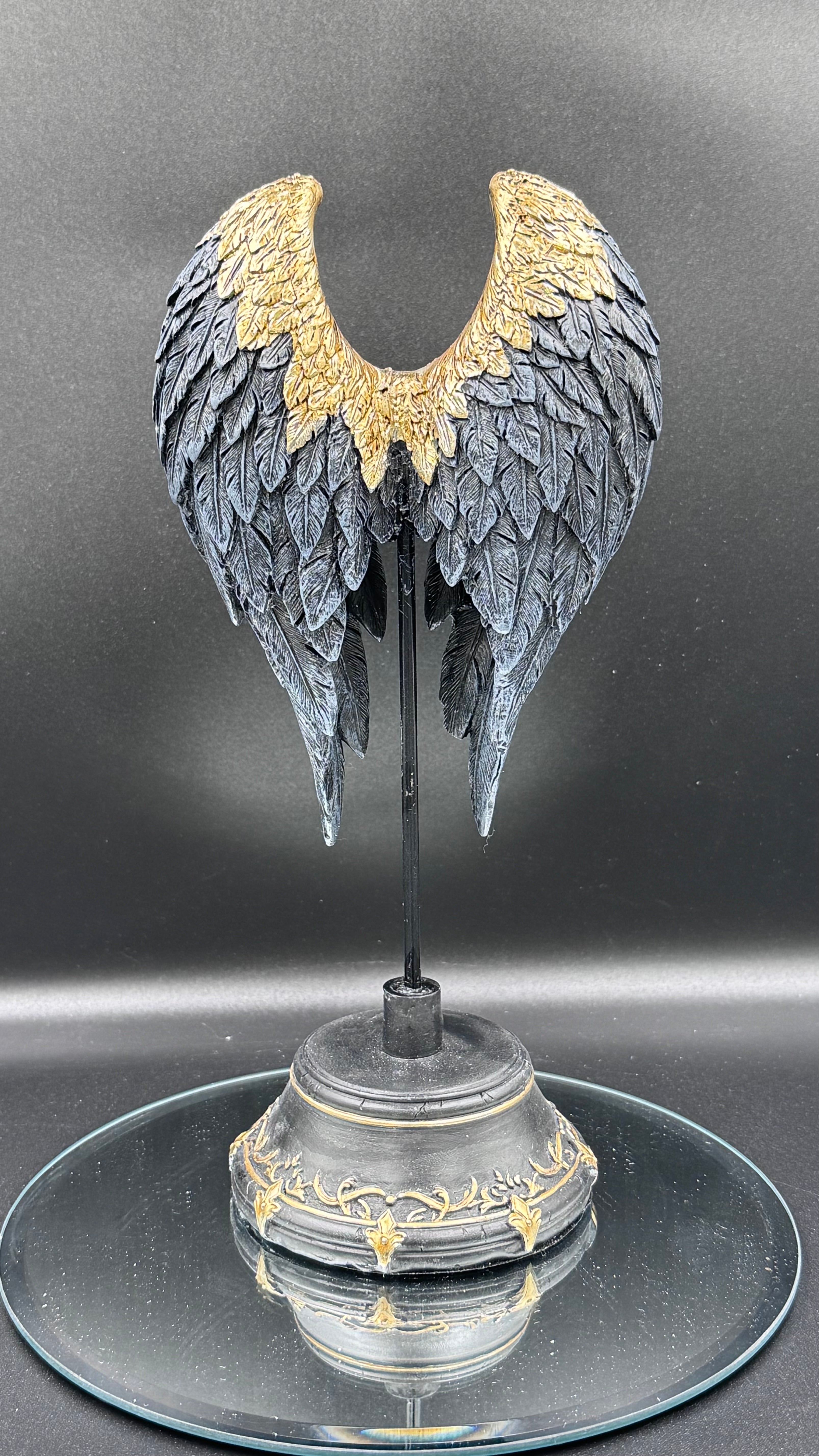 Dark Angel Gothic Fallen Fae Wing Sculpture Figurine