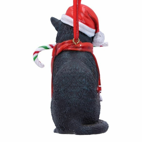 Lisa Parker Candy Cane Black Cat Christmas Hanging Ornament 9cm