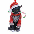 Lisa Parker Candy Cane Black Cat Christmas Hanging Ornament 9cm