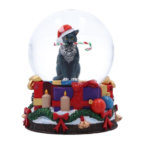 Lisa Parker Krampuss Black Cat Christmas Snow Globe 13.5cm
