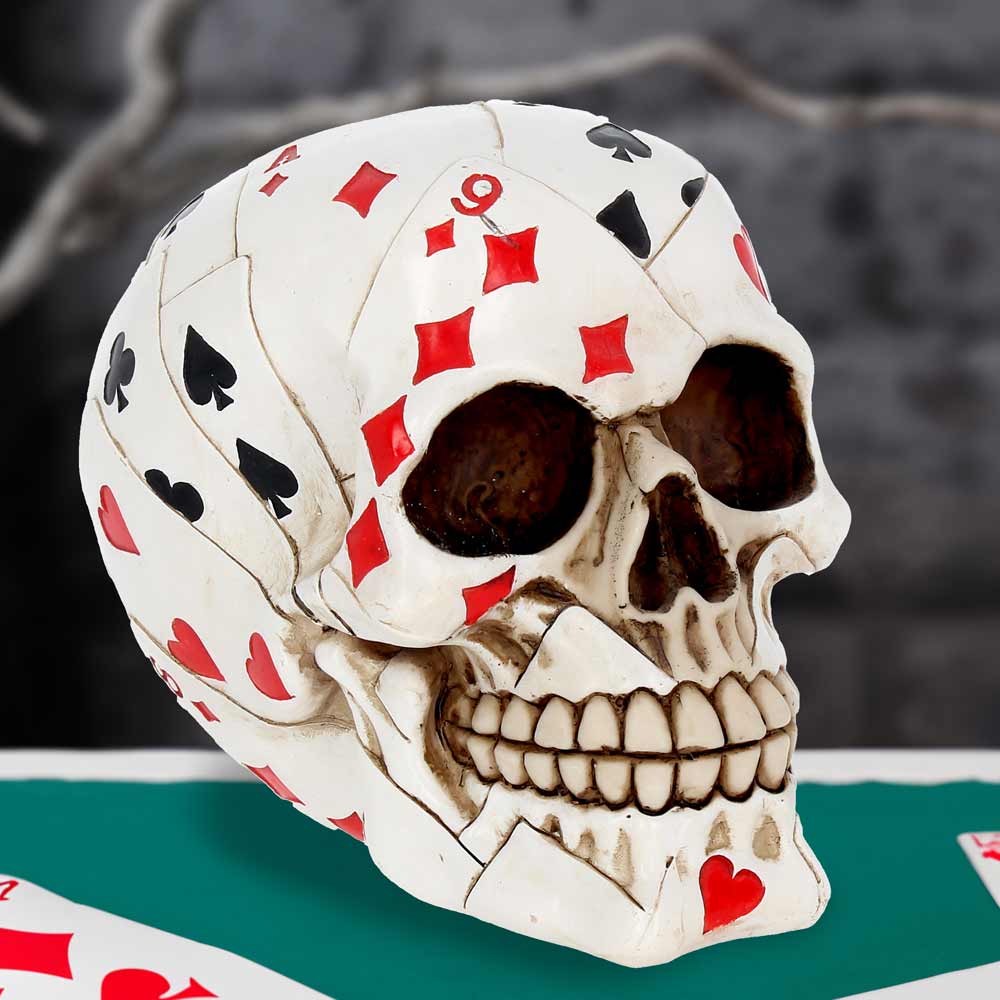 Dead Man’s Hand Playing Card Skull Ornament, 15cm