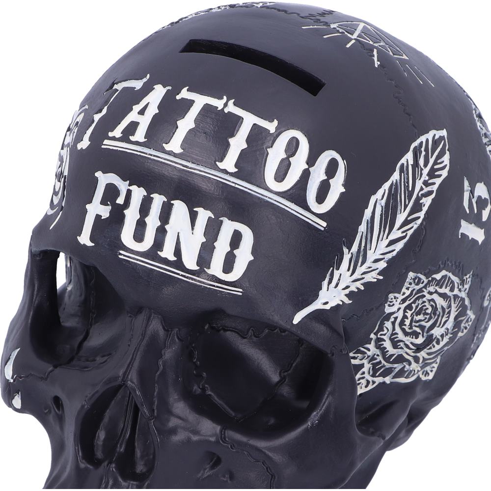 Nemesis Now Tattoo Fund Skull Money Box – Black & White
