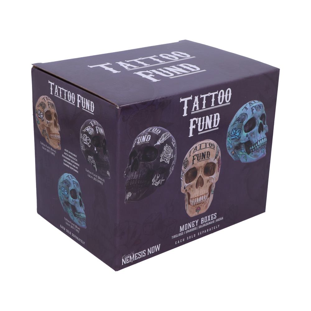Nemesis Now Tattoo Fund Skull Money Box – Black & White