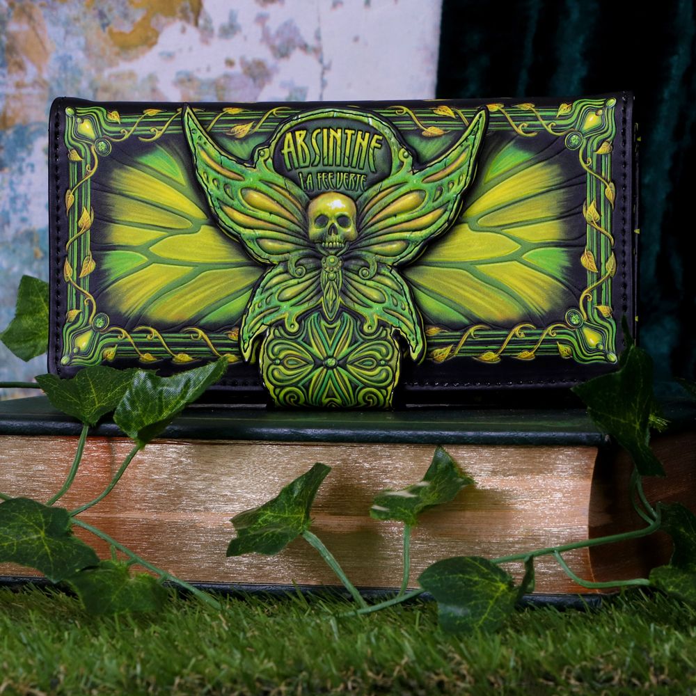 Absinthe La Fée Verte Death's Head Moth Embossed Purse 18.5cm