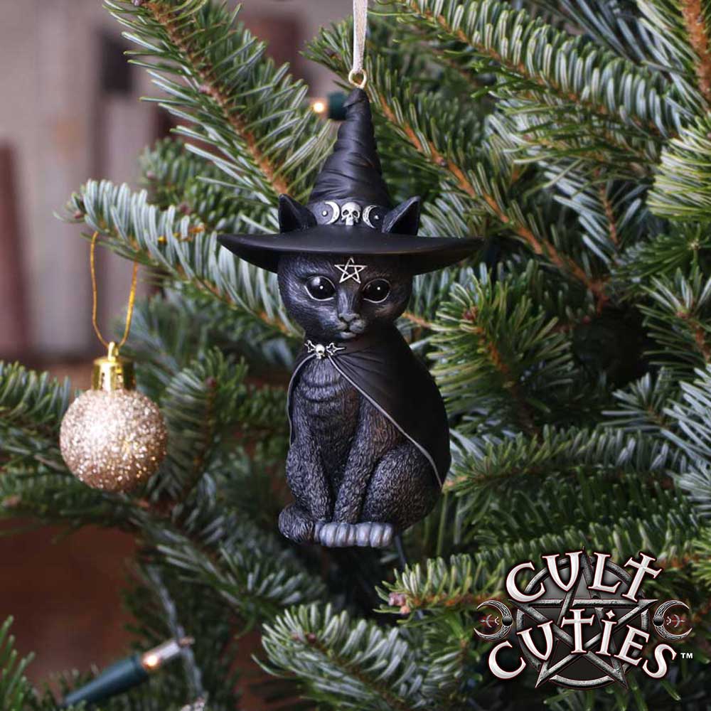 Purrah Black Witch Cat Hanging Ornament 11.5cm – Nemesis Now
