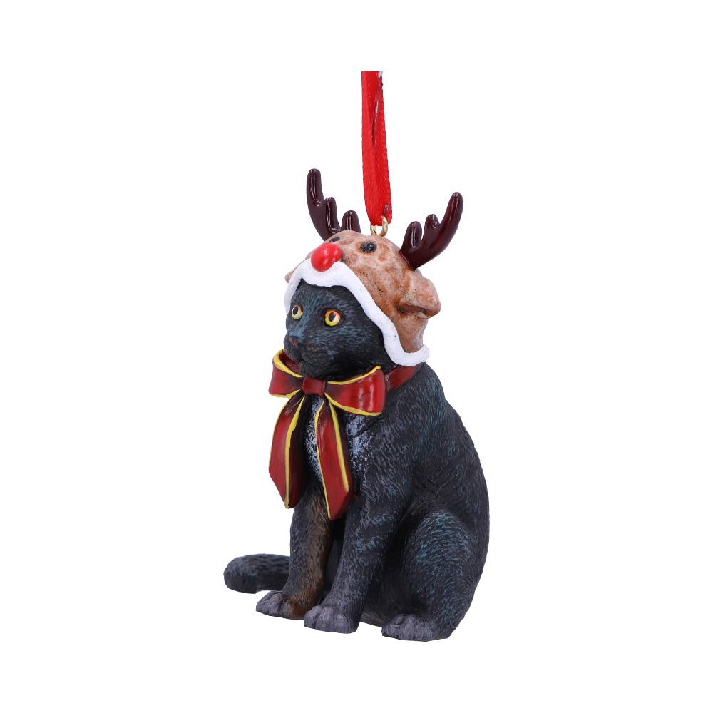 Lisa Parker Reindeer Black Cat Christmas Hanging Ornament 9cm