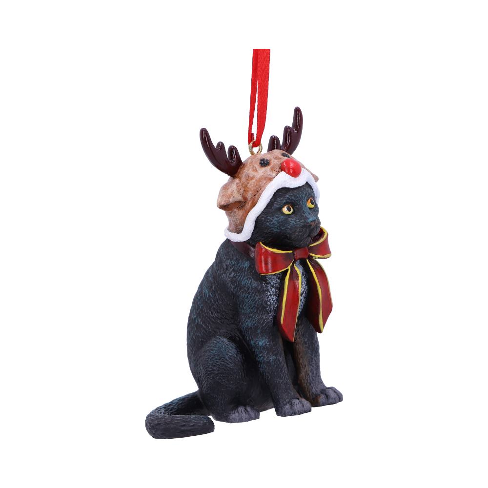 Lisa Parker Reindeer Black Cat Christmas Hanging Ornament 9cm