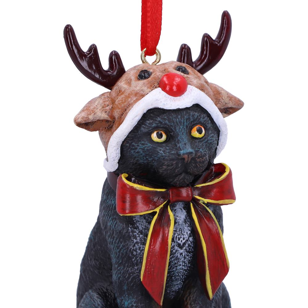 Lisa Parker Reindeer Black Cat Christmas Hanging Ornament 9cm