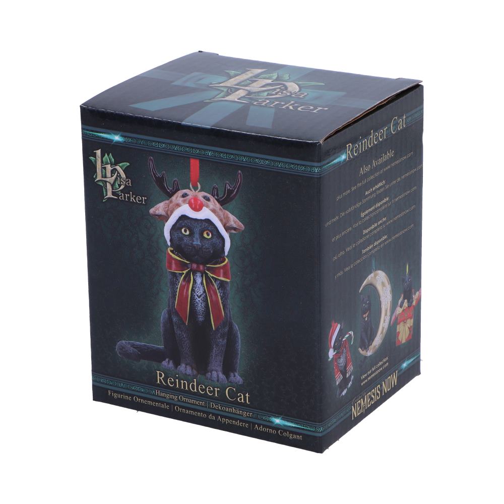 Lisa Parker Reindeer Black Cat Christmas Hanging Ornament 9cm