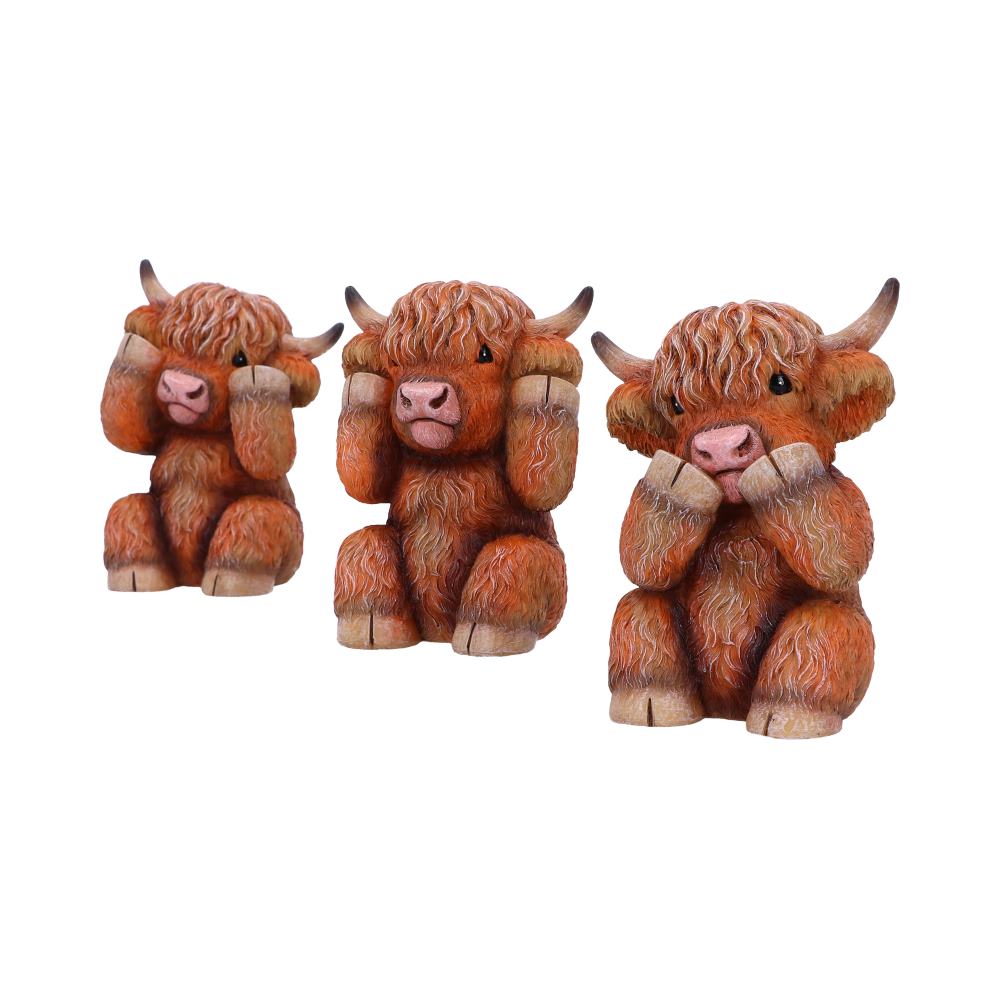 Nemesis Now Three Wise Highland Cows Figurine Set – 9.6cm