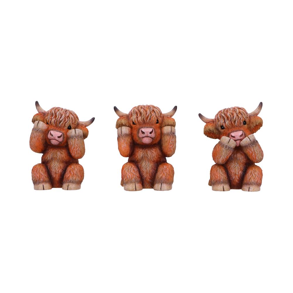 Nemesis Now Three Wise Highland Cows Figurine Set – 9.6cm