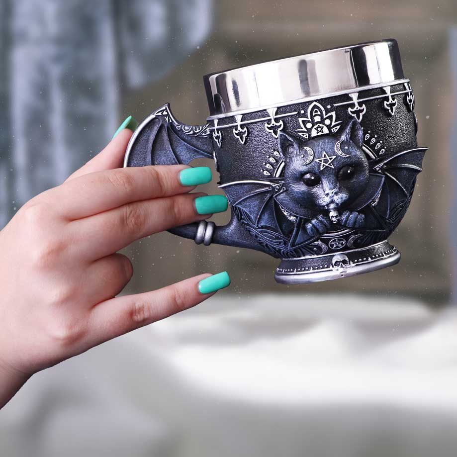 Malpuss Gothic Black Cat Cup 11cm – Nemesis Now Pinkys Up