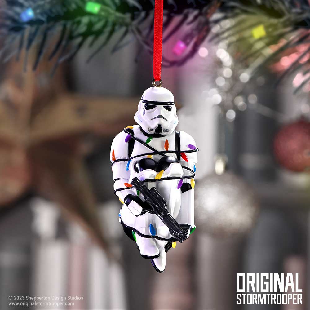 Original Stormtrooper In Fairy Lights Hanging Ornament, 9cm