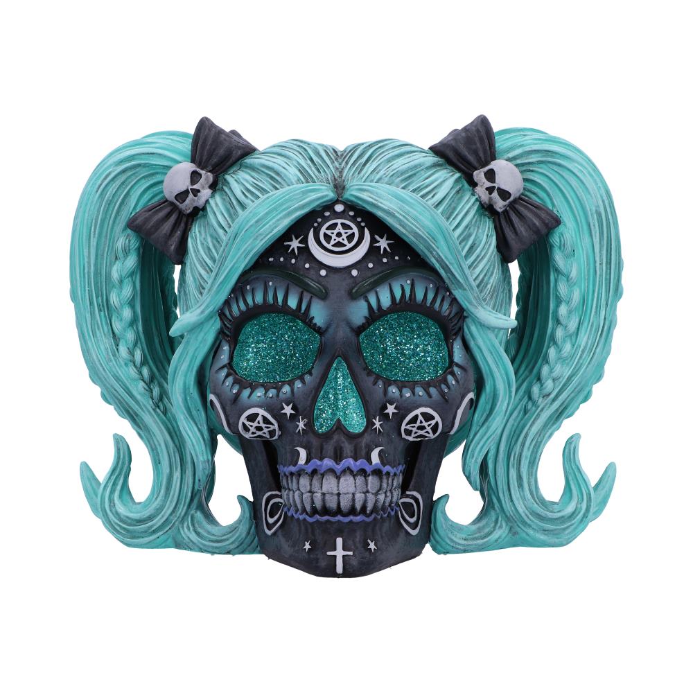 Drop Dead Gorgeous Cute and Cosmic Witchy Skull Figurine, 19.5cm