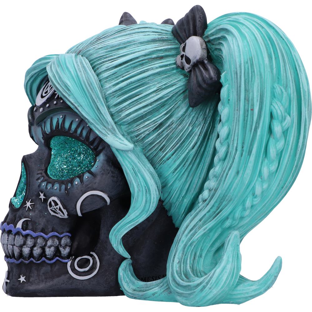 Drop Dead Gorgeous Cute and Cosmic Witchy Skull Figurine, 19.5cm