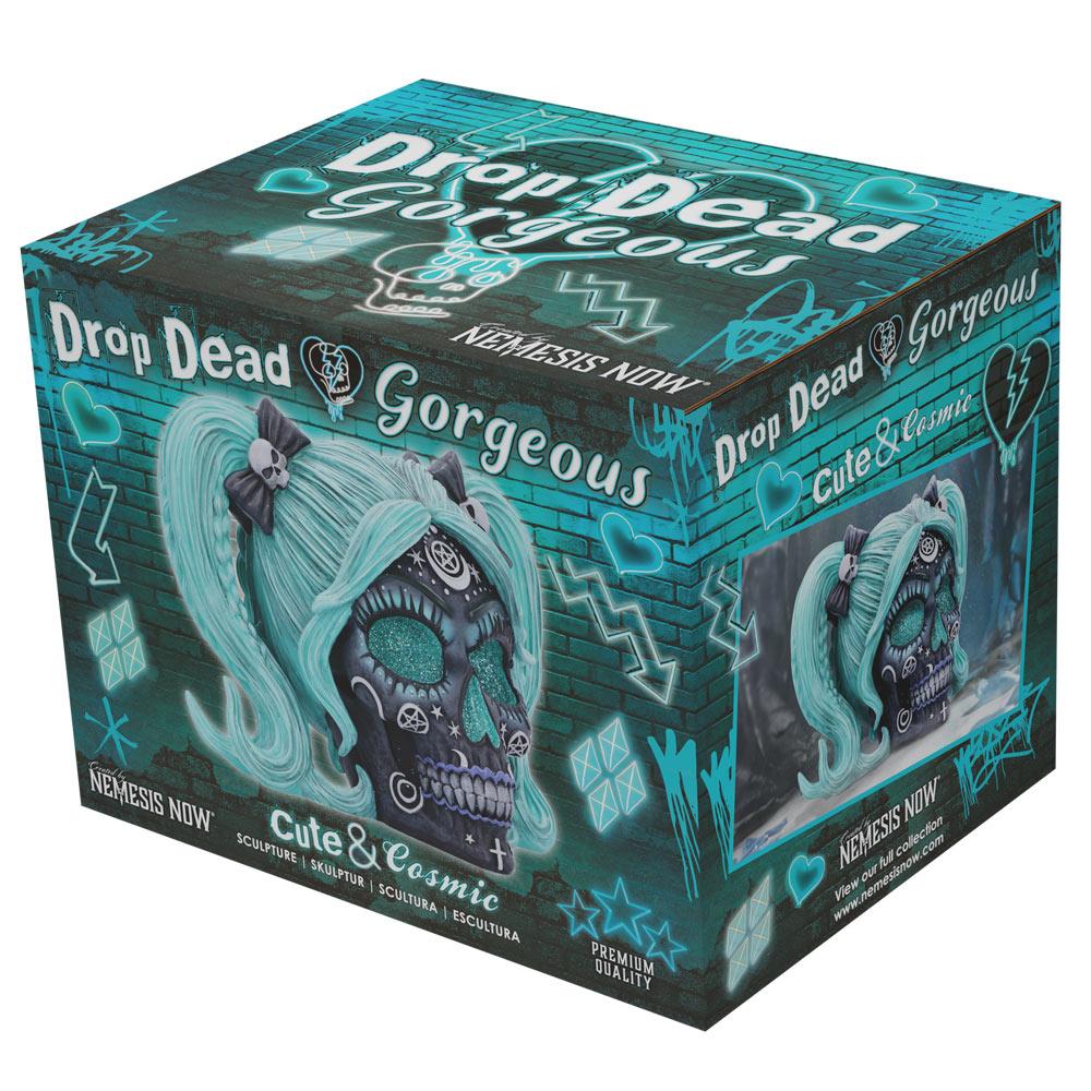 Drop Dead Gorgeous Cute and Cosmic Witchy Skull Figurine, 19.5cm