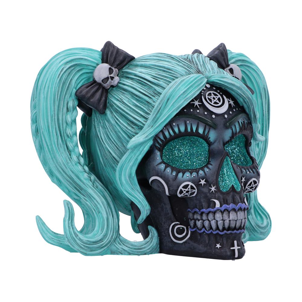 Drop Dead Gorgeous Cute and Cosmic Witchy Skull Figurine, 19.5cm