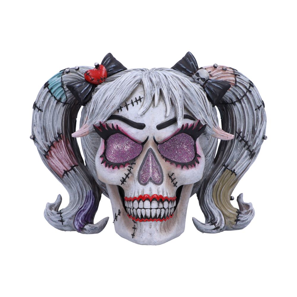 Drop Dead Gorgeous Pins and Needles Franken-Doll Skull, 20.5cm