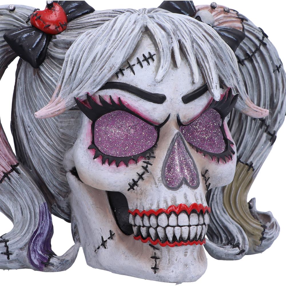 Drop Dead Gorgeous Pins and Needles Franken-Doll Skull, 20.5cm