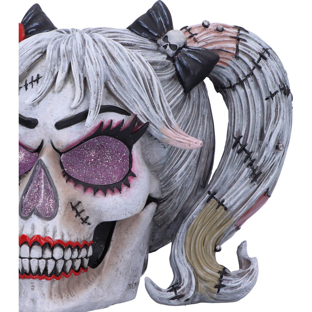 Drop Dead Gorgeous Pins and Needles Franken-Doll Skull, 20.5cm