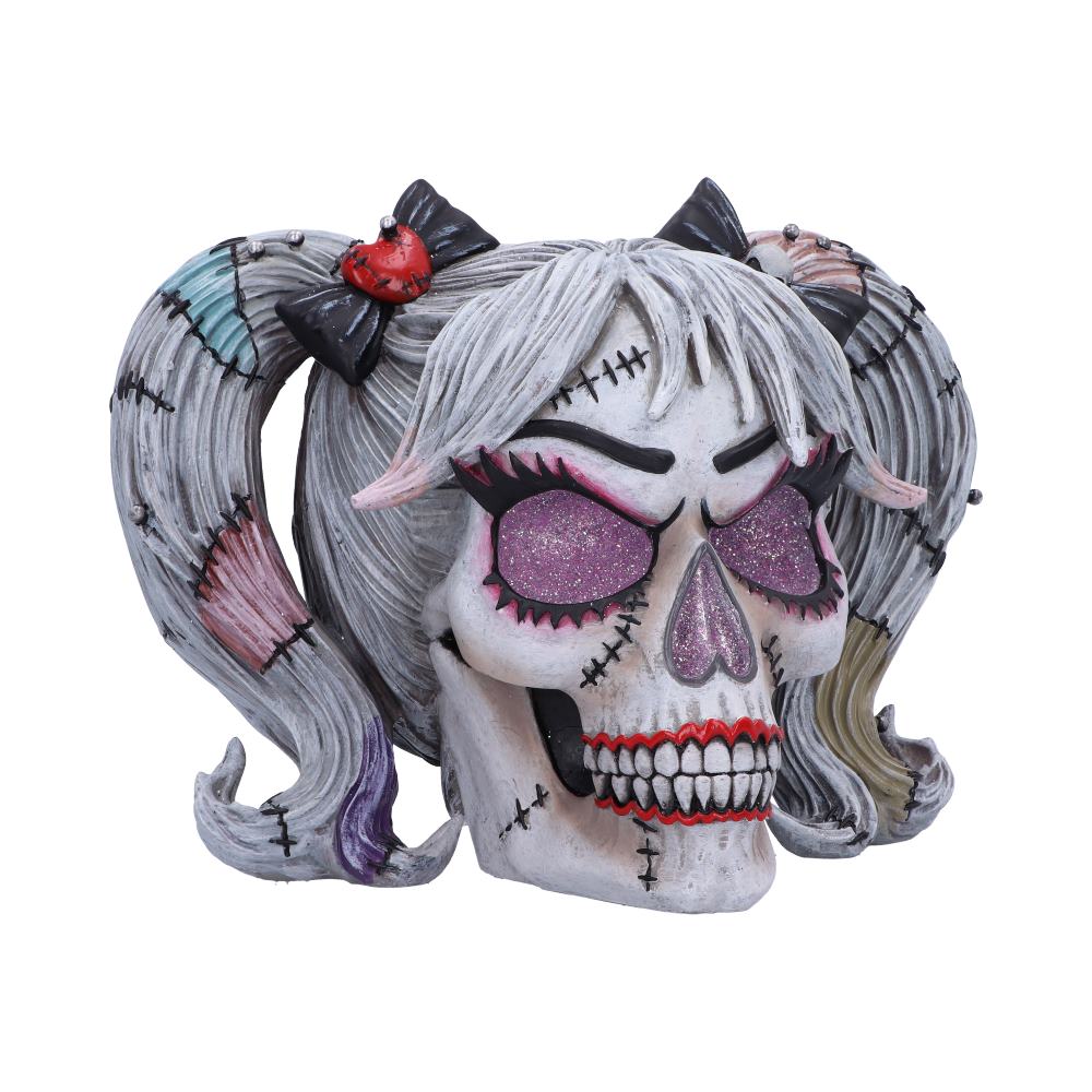Drop Dead Gorgeous Pins and Needles Franken-Doll Skull, 20.5cm