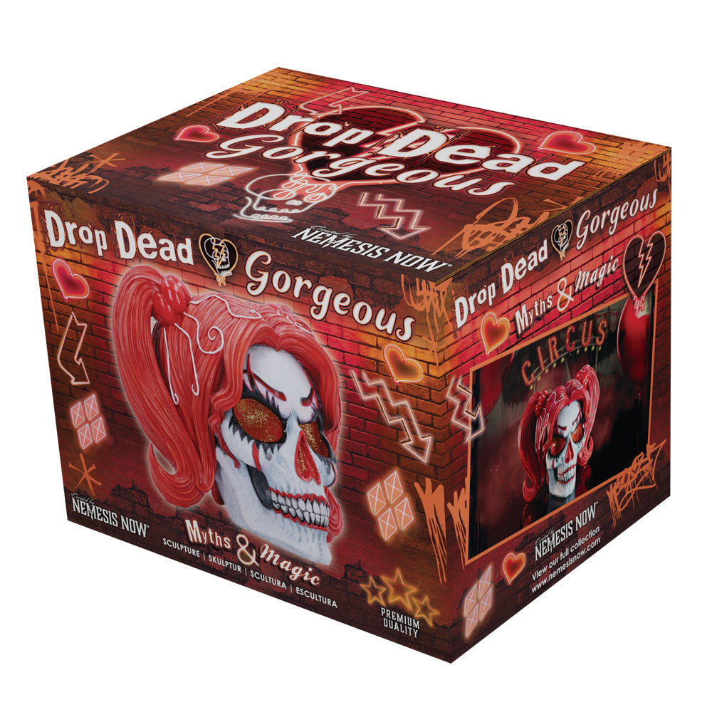 Drop Dead Gorgeous Cackle and Chaos Clown Skull Figurine, 19cm
