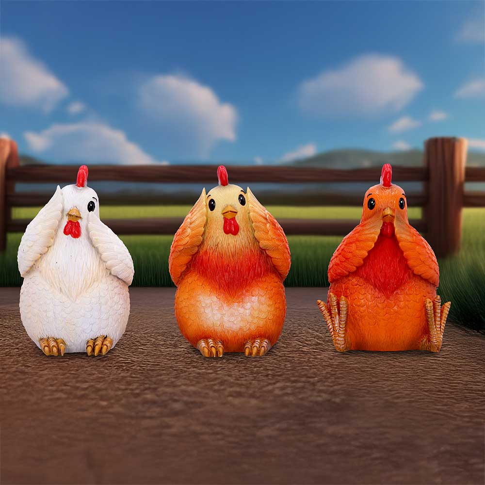 Three Wise Hens Figurine Set, 8.5cm | Nemesis Now