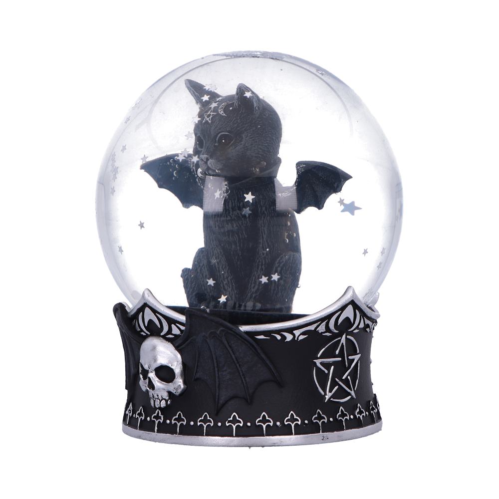 Malpuss Gothic Cat Snow Globe 13cm – Nemesis Now Cult Cuties