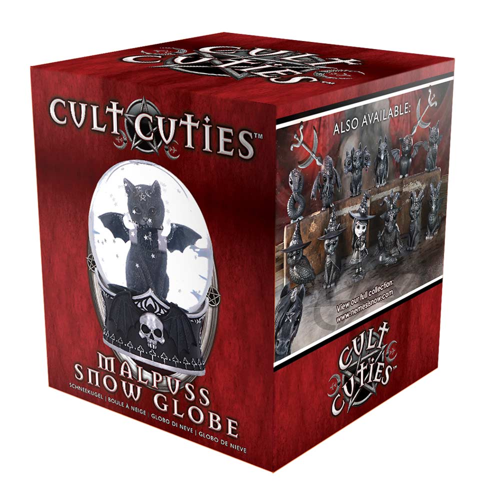 Malpuss Gothic Cat Snow Globe 13cm – Nemesis Now Cult Cuties