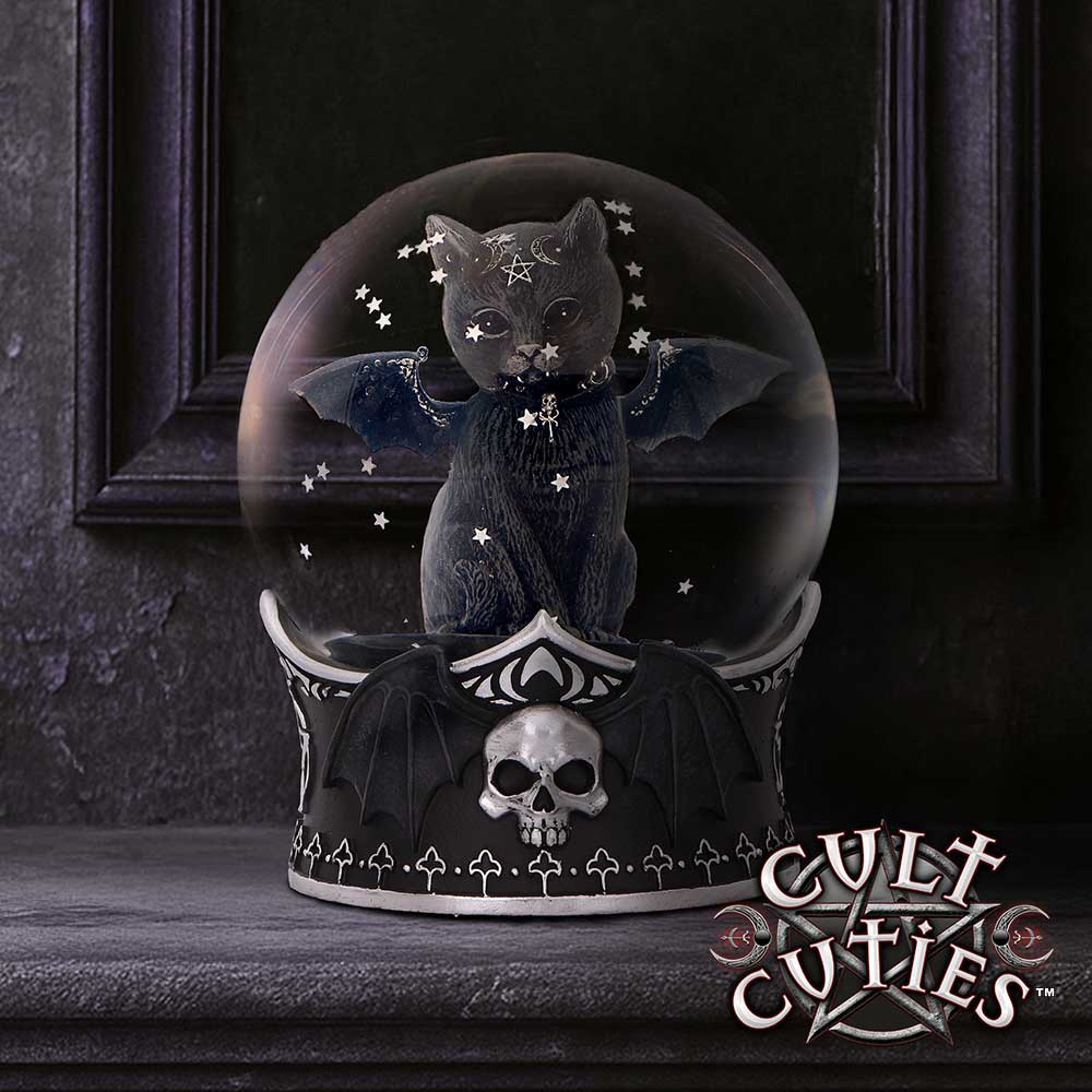 Malpuss Gothic Cat Snow Globe 13cm – Nemesis Now Cult Cuties