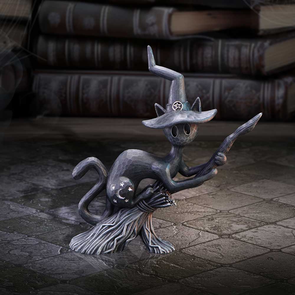 Bewitch Spell Cats Witch Cat on Broomstick Figurine 15cm