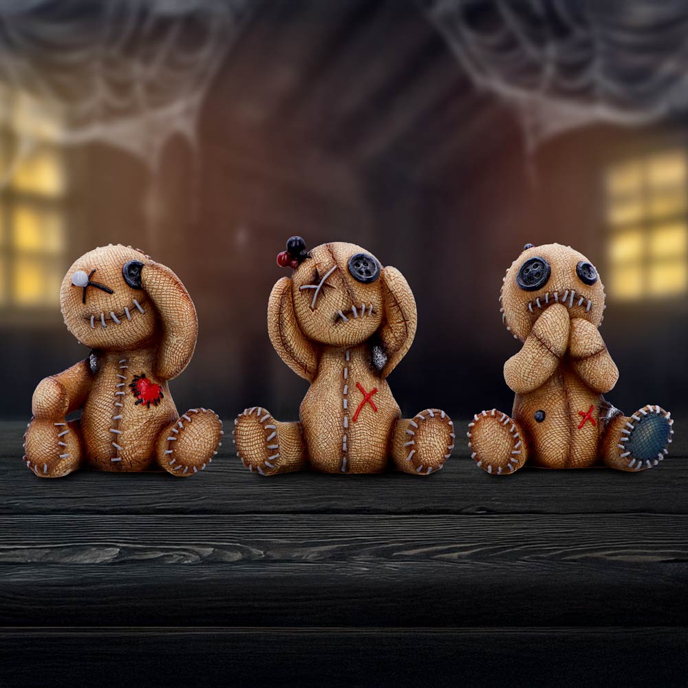 Three Wise Voodoo Dolls Figurine Set 8cm | Nemesis Now