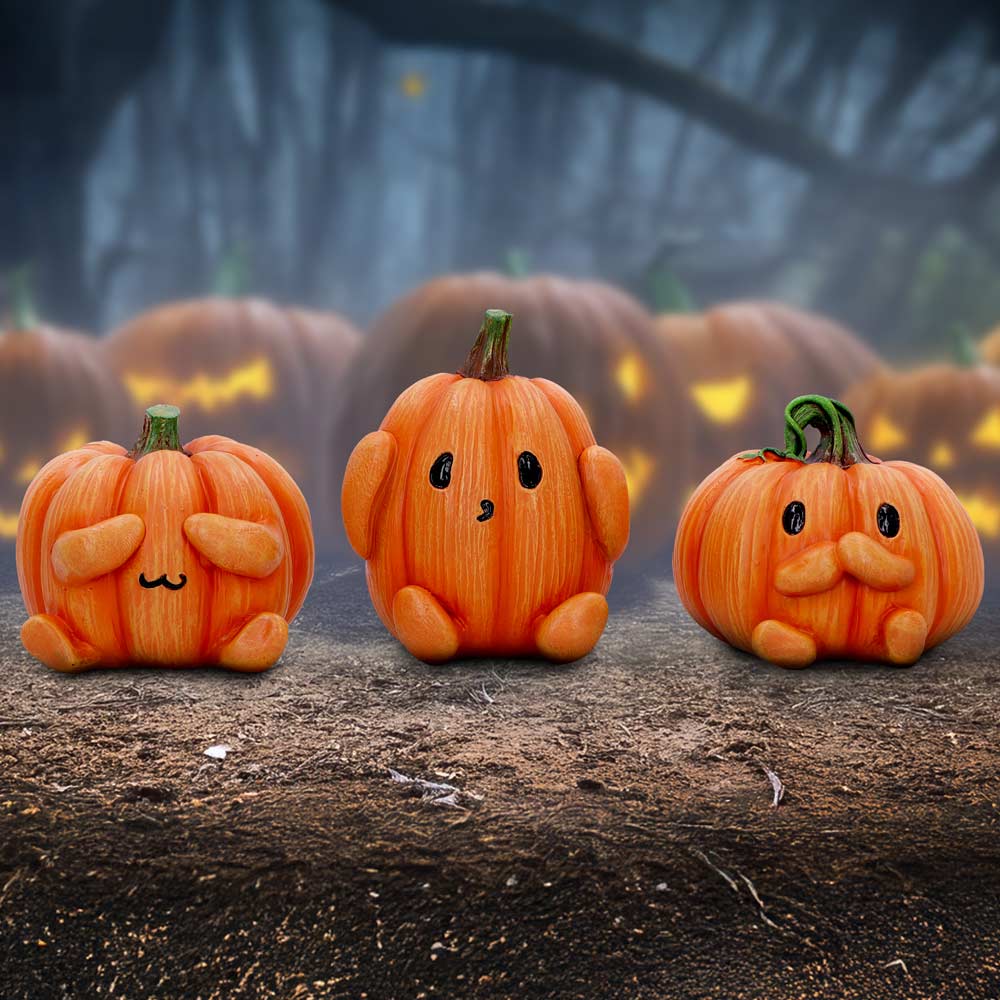 Three Wise Pumpkins Halloween Figurines Set of 3, 8cm | Nemesis Now