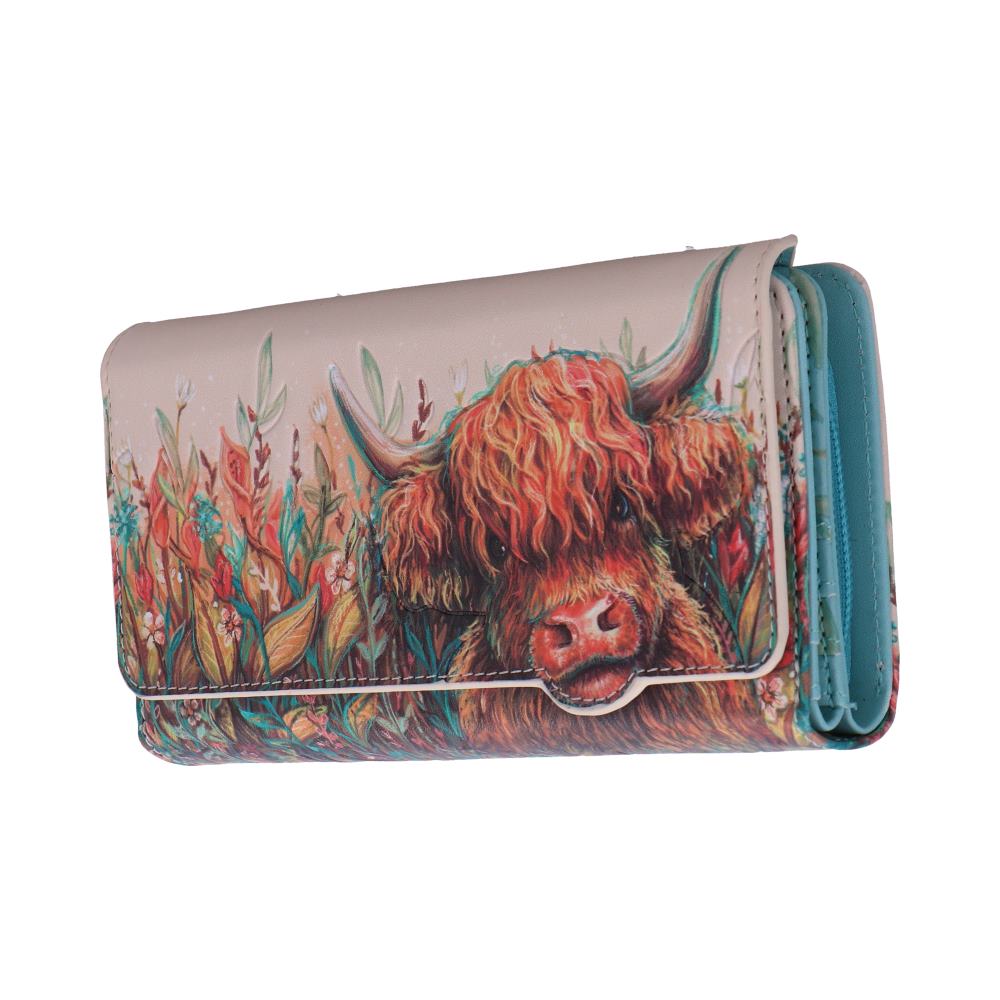 Nemesis Now Highland Cow Embossed Zip-Around Purse – 10cm