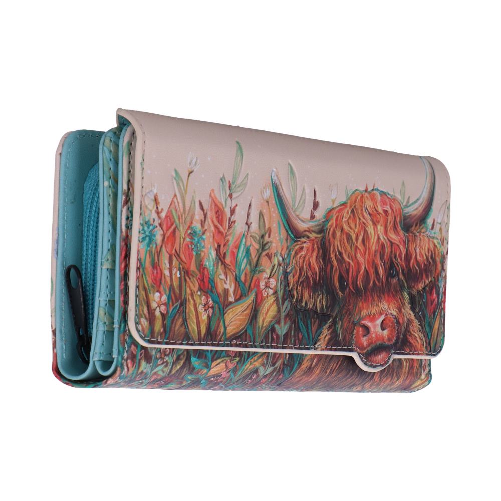 Nemesis Now Highland Cow Embossed Zip-Around Purse – 10cm