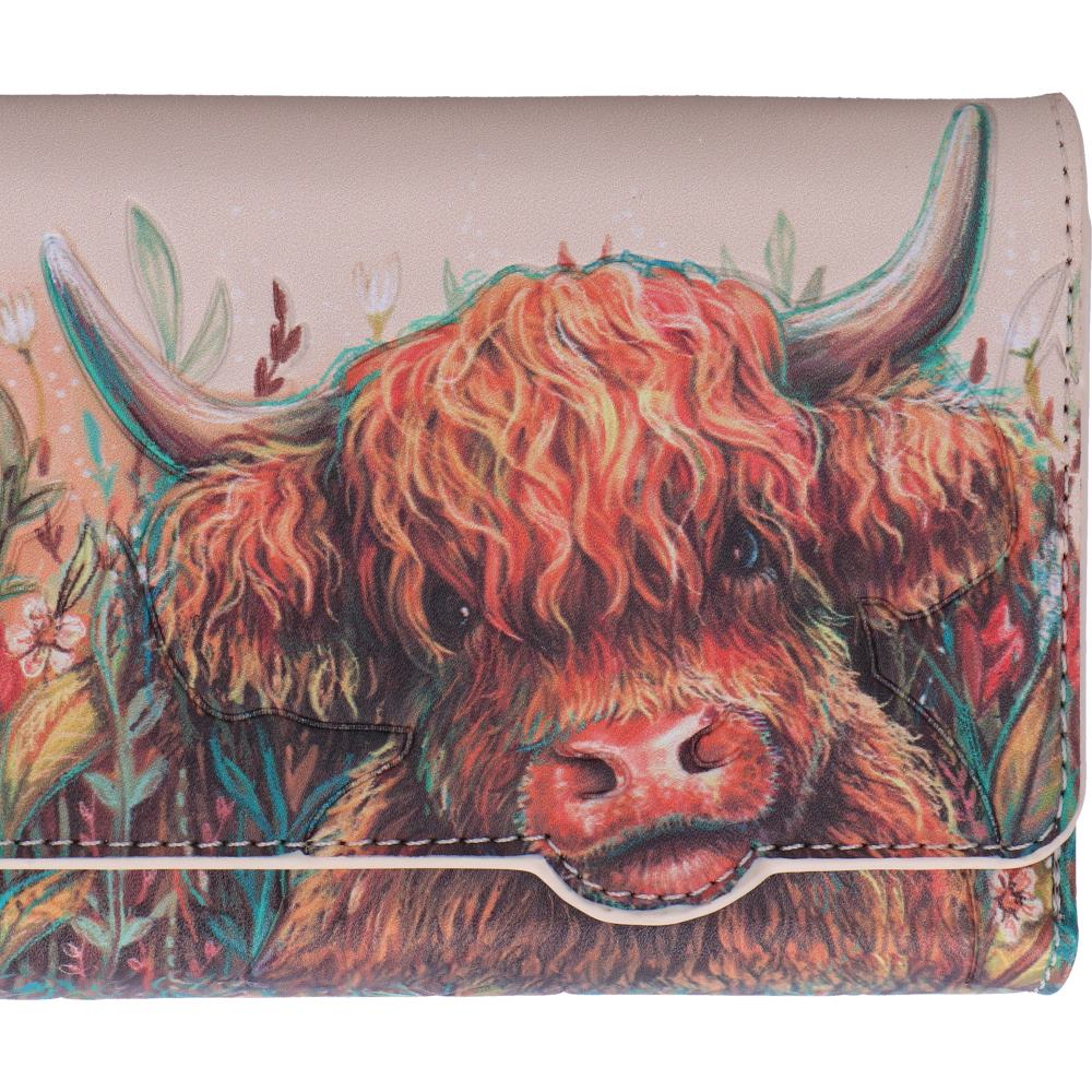 Nemesis Now Highland Cow Embossed Zip-Around Purse – 10cm