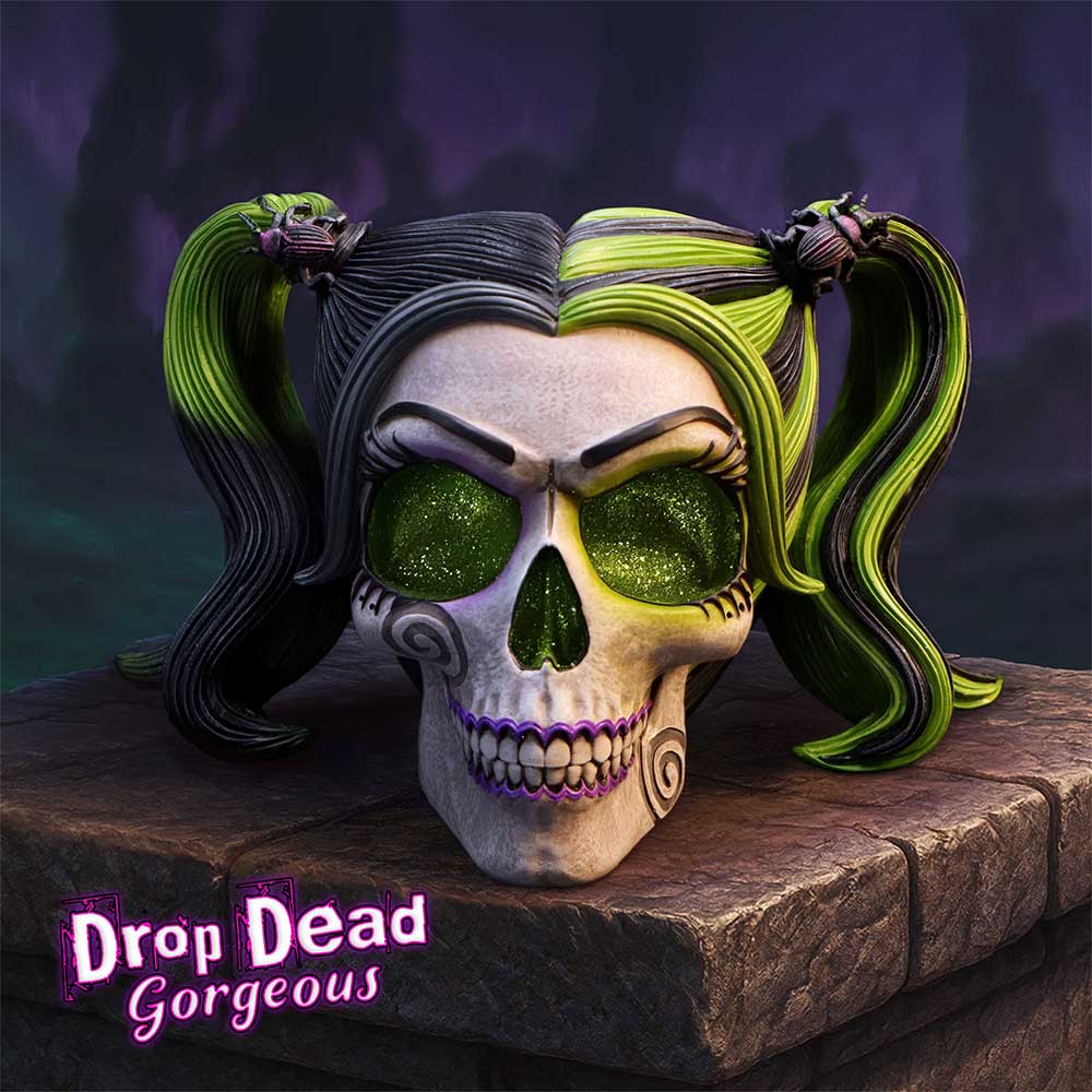 Drop Dead Gorgeous Beetles and Bugs Gothic Skull Figurine, 19cm