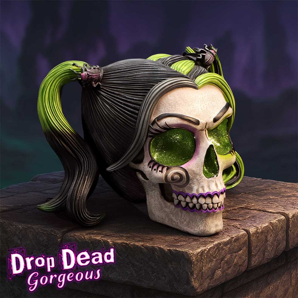 Drop Dead Gorgeous Beetles and Bugs Gothic Skull Figurine, 19cm