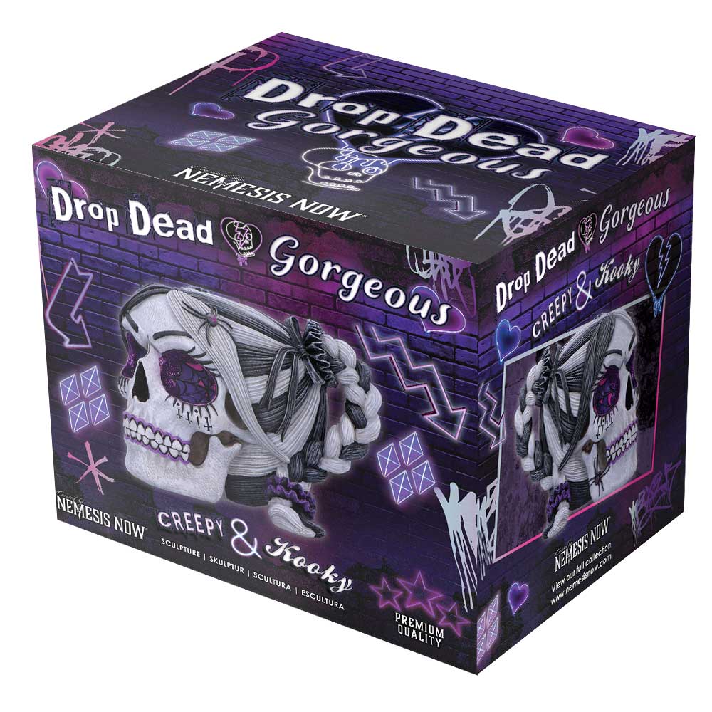 Drop Dead Gorgeous Creepy and Kooky Gothic Skull Figurine, 16cm