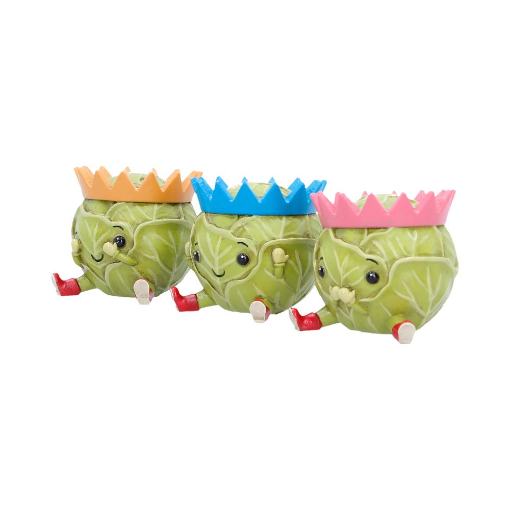 Three Wise Sprouts Figurine Set | Funny Christmas Brussels Sprout Decoration | Nemesis Now 5.2cm