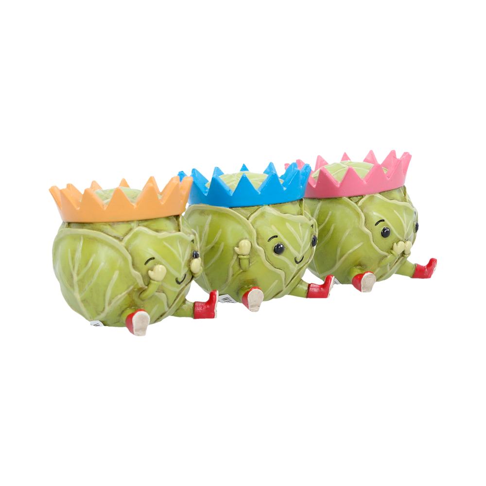 Three Wise Sprouts Figurine Set | Funny Christmas Brussels Sprout Decoration | Nemesis Now 5.2cm