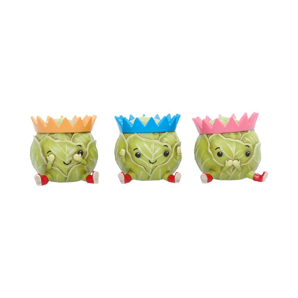 Three Wise Sprouts Figurine Set | Funny Christmas Brussels Sprout Decoration | Nemesis Now 5.2cm