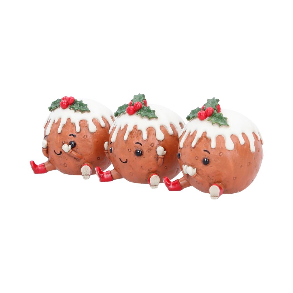 Three Wise Christmas Puddings Figurine Set | Funny Festive Decoration | Nemesis Now 6cm