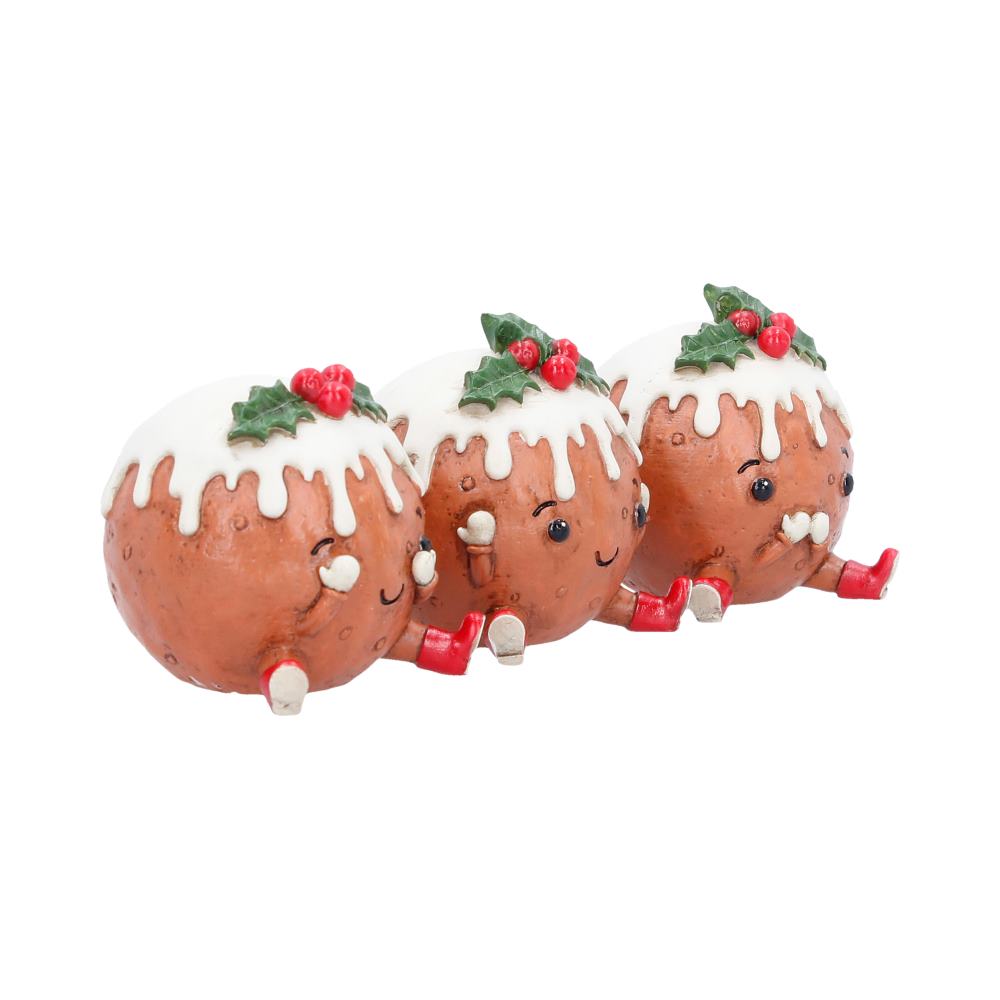 Three Wise Christmas Puddings Figurine Set | Funny Festive Decoration | Nemesis Now 6cm