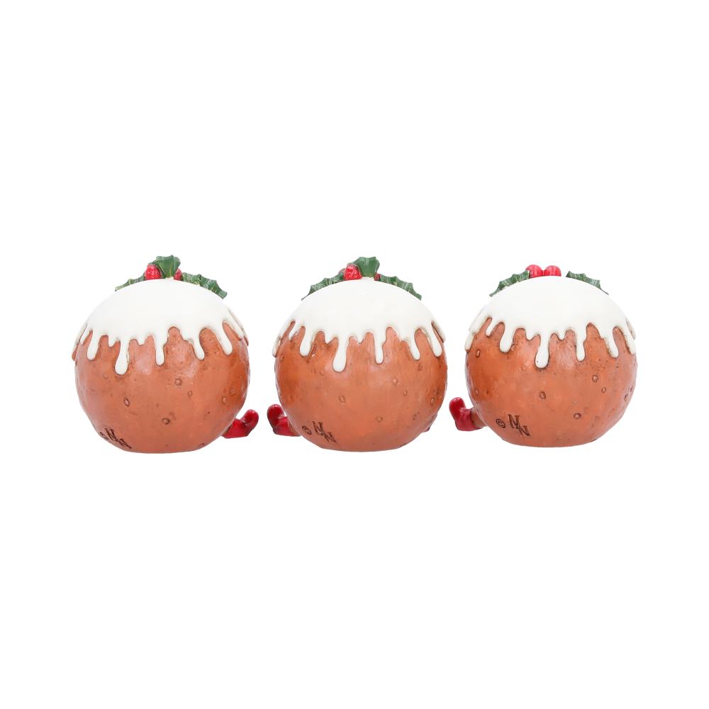 Three Wise Christmas Puddings Figurine Set | Funny Festive Decoration | Nemesis Now 6cm