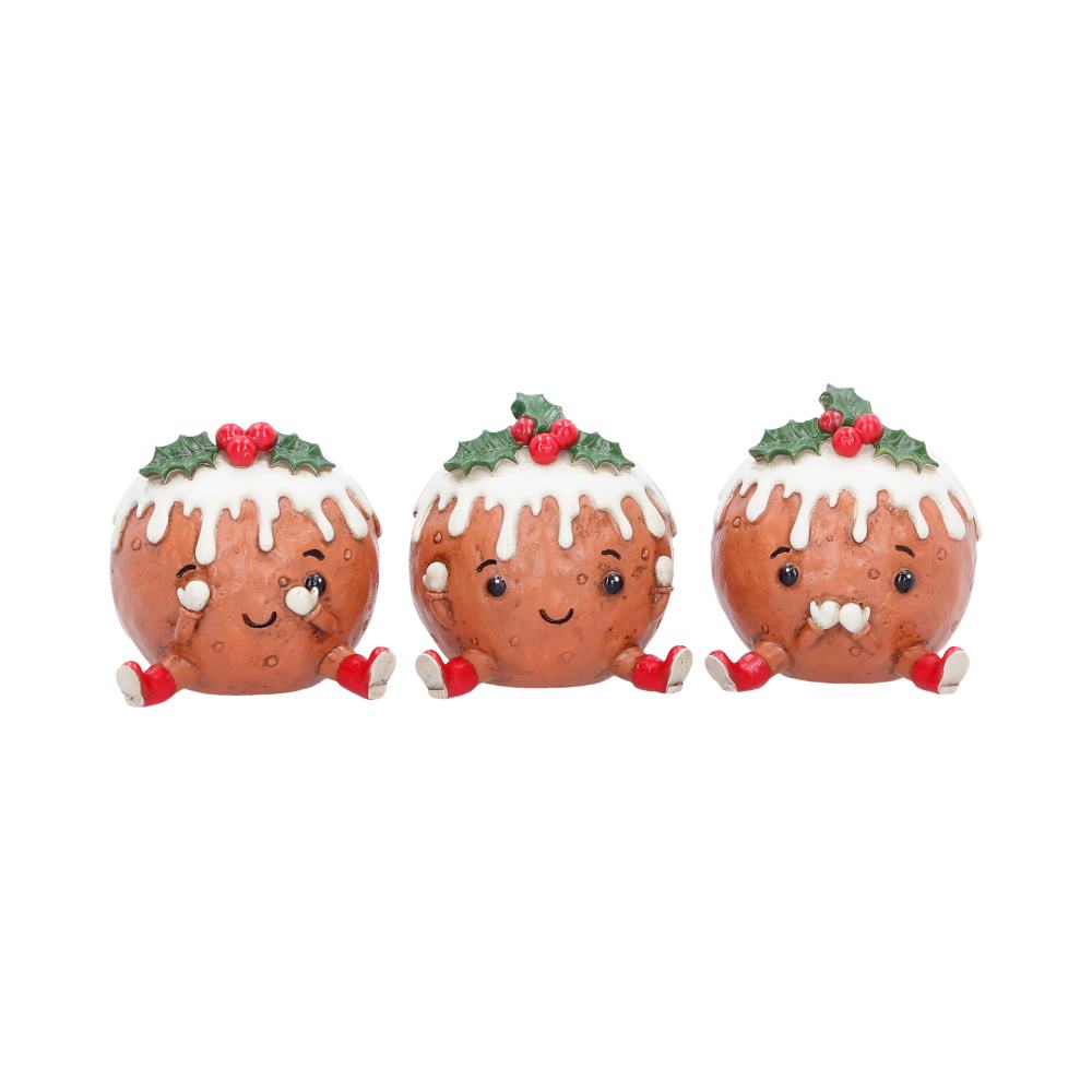 Three Wise Christmas Puddings Figurine Set | Funny Festive Decoration | Nemesis Now 6cm
